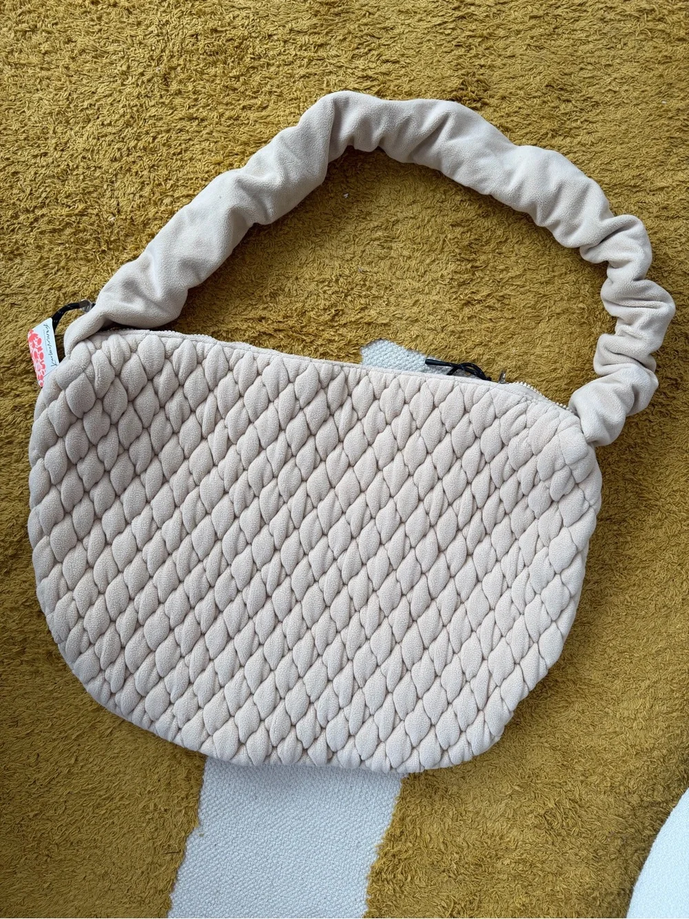 NWT Free People Pucker Up Fleece Carryall Bag Tan $100 MSRP